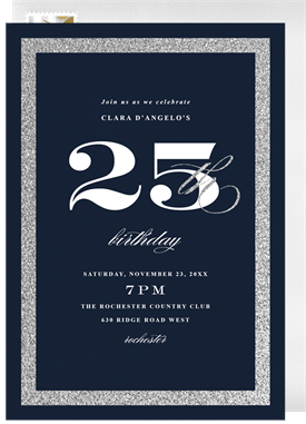 'Silver Celebration' Adult Birthday Invitation
