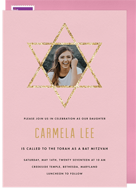 'Simple Gold Star' Bat Mitzvah Invitation