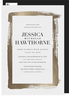 'Gold Brushstroke' Graduation Invitation