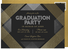 'Metallic Criss Cross' Graduation Invitation