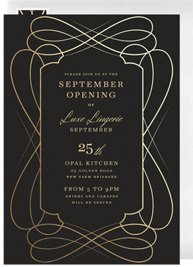 'Costumes & Cocktails' Grand opening Invitation