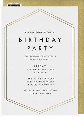 'Simple Hexagon Border' Adult Birthday Invitation