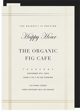 'Formal Pinstripe Frame' Happy Hour Invitation