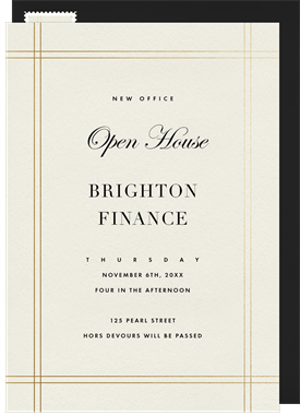 'Formal Pinstripe Frame' Open House Invitation