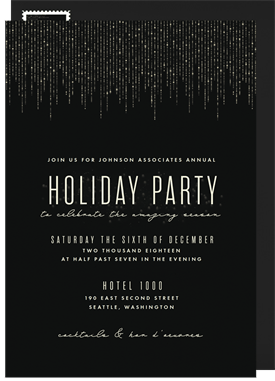 'Cascading Gold Lights' Business Holiday Party Invitation