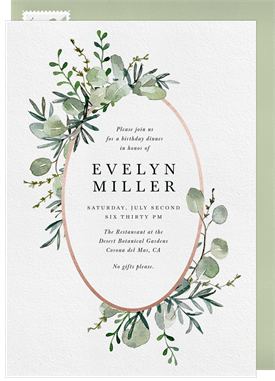 'Eucalyptus Frame' Adult Birthday Invitation