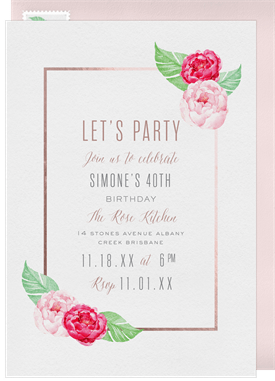 'Feminine Florals' Adult Birthday Invitation