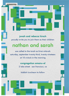 'Bold Mosaic' Bat Mitzvah Invitation