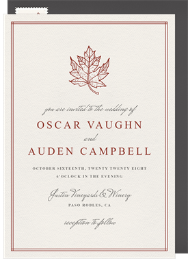 'Classic Maple Leaf' Wedding Invitation