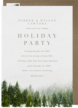 'Snow-capped Trees' Business Holiday Party Invitation