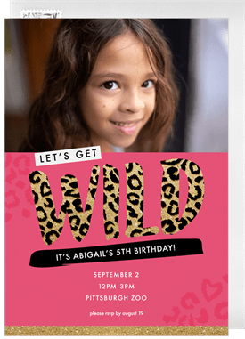 'Wild Cheetah' Kids Birthday Invitation