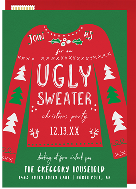 'Festive Ugly Sweater' Holiday Party Invitation