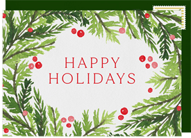 'Simple Evergreen Sprigs' Holiday Greetings Card