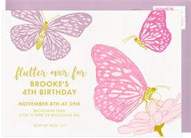 'Flutter Over' Kids Birthday Invitation