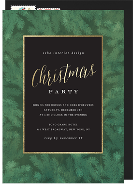 'Perfect Pine Border' Christmas Party Invitation