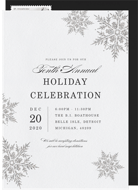 'Glittering Snowflakes' Business Holiday Party Invitation