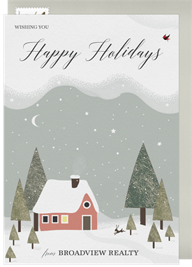 'Winter Cottage' Business Holiday Greetings Card