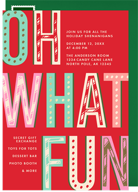 'Oh What Fun' Business Holiday Party Invitation