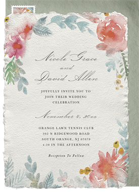'Watercolor Floral Romance' Wedding Invitation