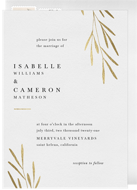'Minimalist Leaves' Wedding Invitation