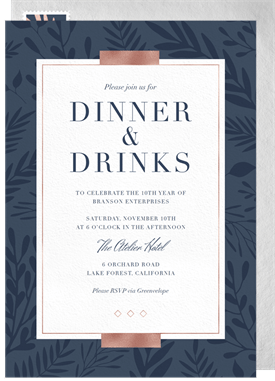 'Botanical Silhouettes' Dinner Invitation