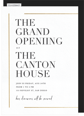 'Gold Bar Accents' Grand opening Invitation