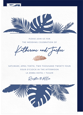 'Modern Beach Botanicals' Wedding Invitation