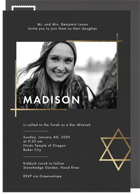 'Modern Star' Bat Mitzvah Invitation