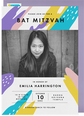 'Vibrant Strokes' Bat Mitzvah Invitation
