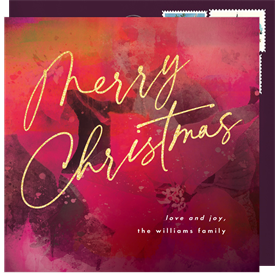 'Watercolor Poinsettia' Holiday Greetings Card