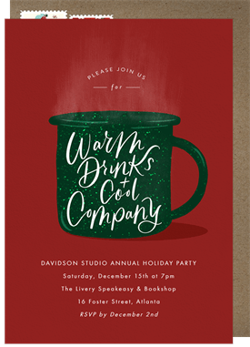 'Warm Drinks Cool Company' Business Holiday Party Invitation