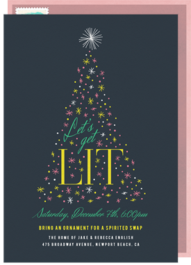 'Lit Tree' Holiday Party Invitation