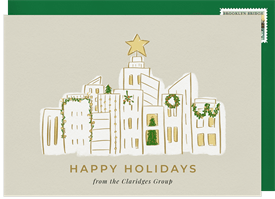 'Playful City Skyline' Business Holiday Greetings Card