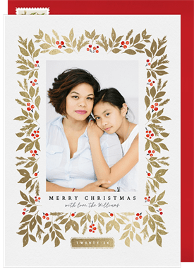 'Gilded Holly Frame' Holiday Greetings Card