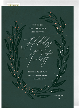 'Twinkling Berries' Business Holiday Party Invitation