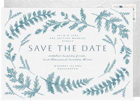 'Pressed Blue Foliage' Wedding Save the Date
