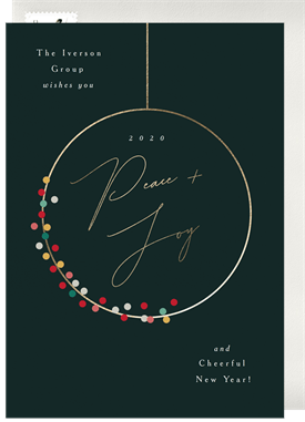 'Gold Circle Wreath' Business Holiday Greetings Card