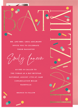 'Festive Sprinkles' Bat Mitzvah Invitation