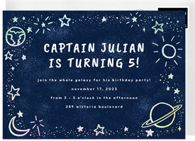 'Space Theme' Kids Birthday Invitation
