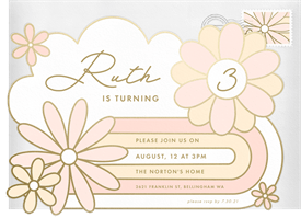 'Groovy Flowers' Kids Birthday Invitation