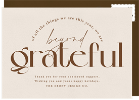 'Beyond Grateful' Business Holiday Greetings Card