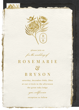 'Foiled Peony' Wedding Invitation