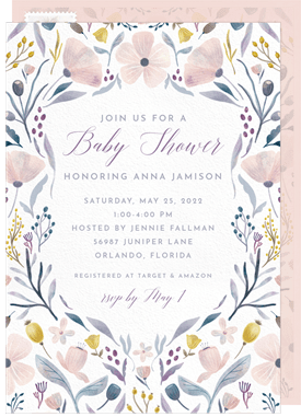 'Pastel Blossom Crest' Baby Shower Invitation