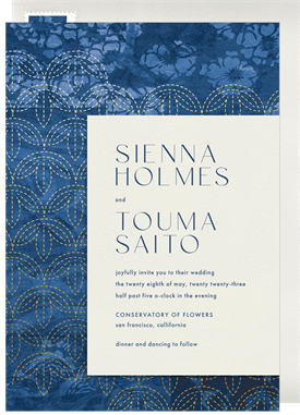 'Sashiko Inspired' Wedding Invitation