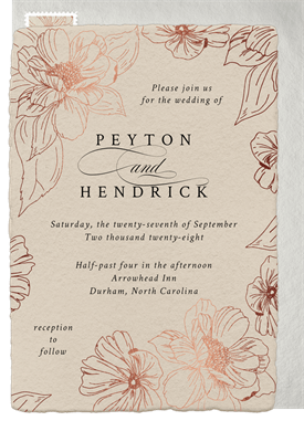 'Romantic Flowers' Wedding Invitation