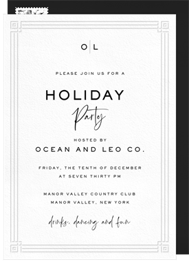 'Blind Deboss Border' Business Holiday Party Invitation
