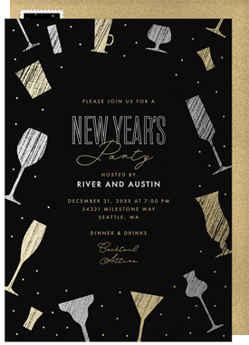 'Gilded Cocktails' New Year's Party Invitation