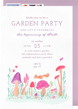 'Whimsical Mushrooms' Entertaining Invitation