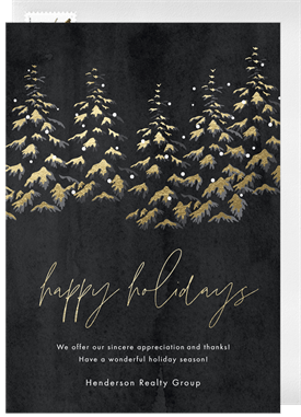 'Snow Capped Trees' Business Holiday Greetings Card