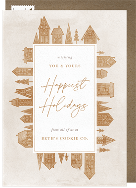 'Gingerbread Frame' Business Holiday Greetings Card